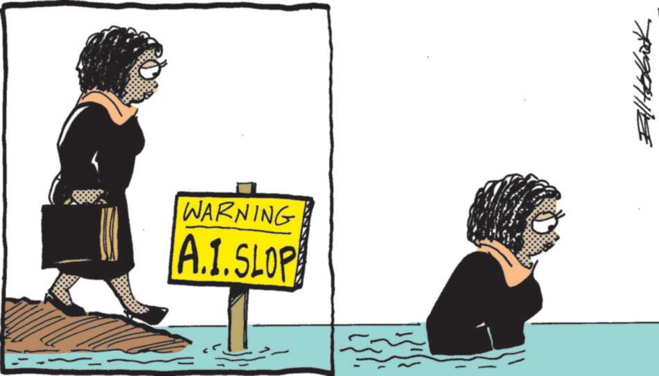 Animated cartoon OCR: WARNING A.1.SLOP WARNING A.1.SLOP