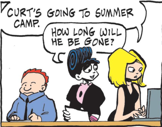 Animated cartoon OCR: CURT'S GOING TO SUMMER CAMP. HOW LONG WILL HE BE GONE? zc CURT'S GOING TO SUMMER CAMP . HOW LONG WILL HE BE GONE ? zc