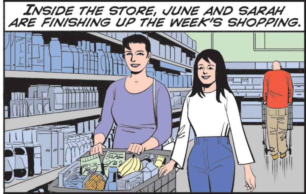 Fiction OCR: INSIDE THE STOREJUNE AND SARAH ARE FINISHING UP THE WEEK'S SHOPPING. MMW ower INSIDE THE STOREJUNE AND SARAH ARE FINISHING UP THE WEEK'S SHOPPING . MMW ower