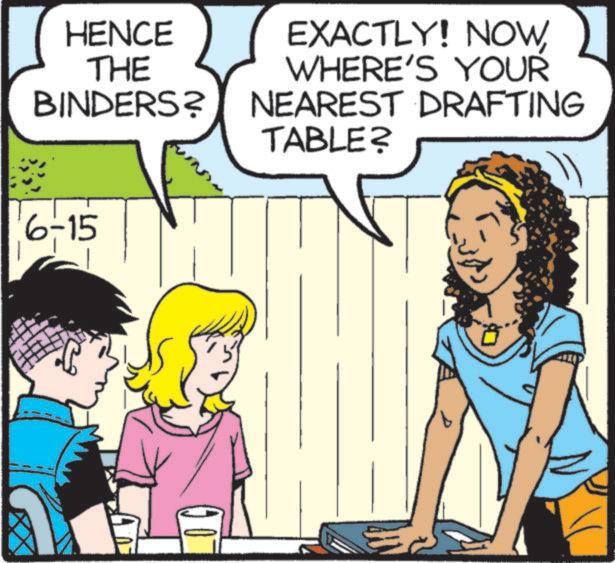 Animation OCR: HENCE THE EXACTLY! NOWWHERE'S YOUR BINDERS? NEAREST DRAFTING TABLE? 6-15 HENCE THE EXACTLY ! NOWWHERE'S YOUR BINDERS ? NEAREST DRAFTING TABLE ? 6-15