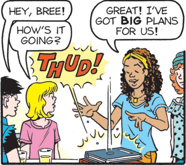 Fiction OCR: HEYBREE! HOW'S IT GOING? GREAT! I'VE GOT BIG PLANS THUD! FOR US! HEYBREE ! HOW'S IT GOING ? GREAT ! I'VE GOT BIG PLANS THUD ! FOR US !