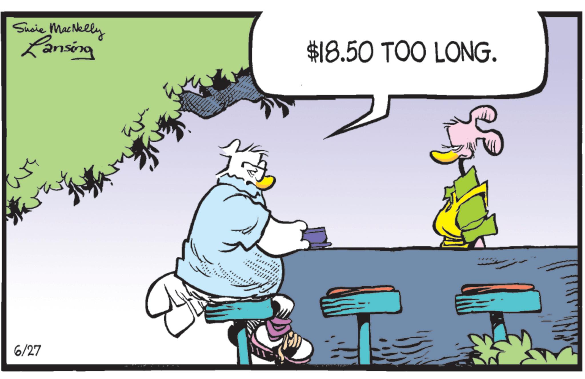 Fiction OCR: Susie MacNelly Lansing 6/27 $18.50 TOO LONG. Susie MacNelly Lansing 6/27 $ 18.50 TOO LONG .