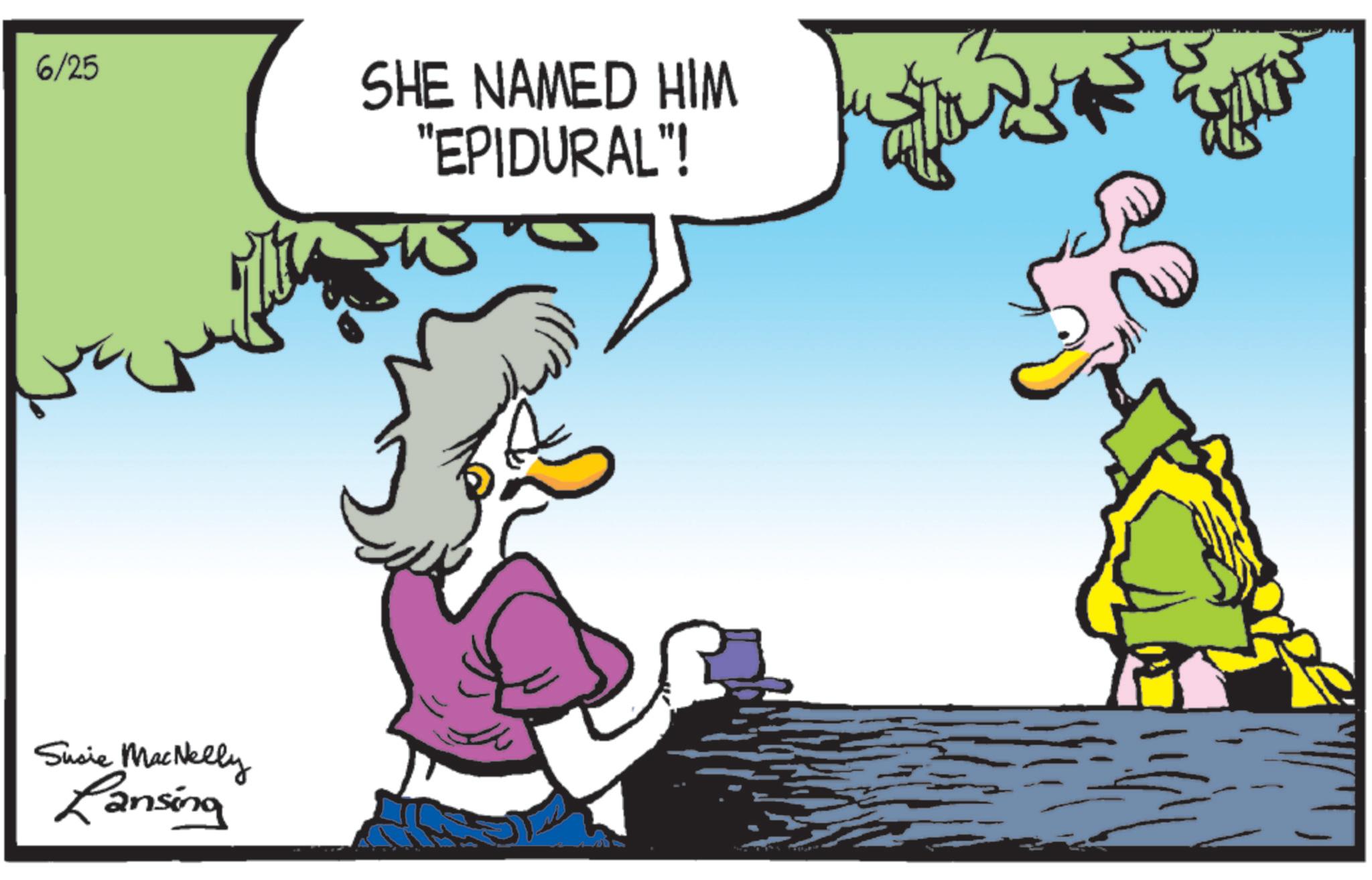 Beak OCR: 6/25 Susie MacNelly Lansing SHE NAMED HIM "EPIDURAL"! 6/25 Susie MacNelly Lansing SHE NAMED HIM " EPIDURAL " !