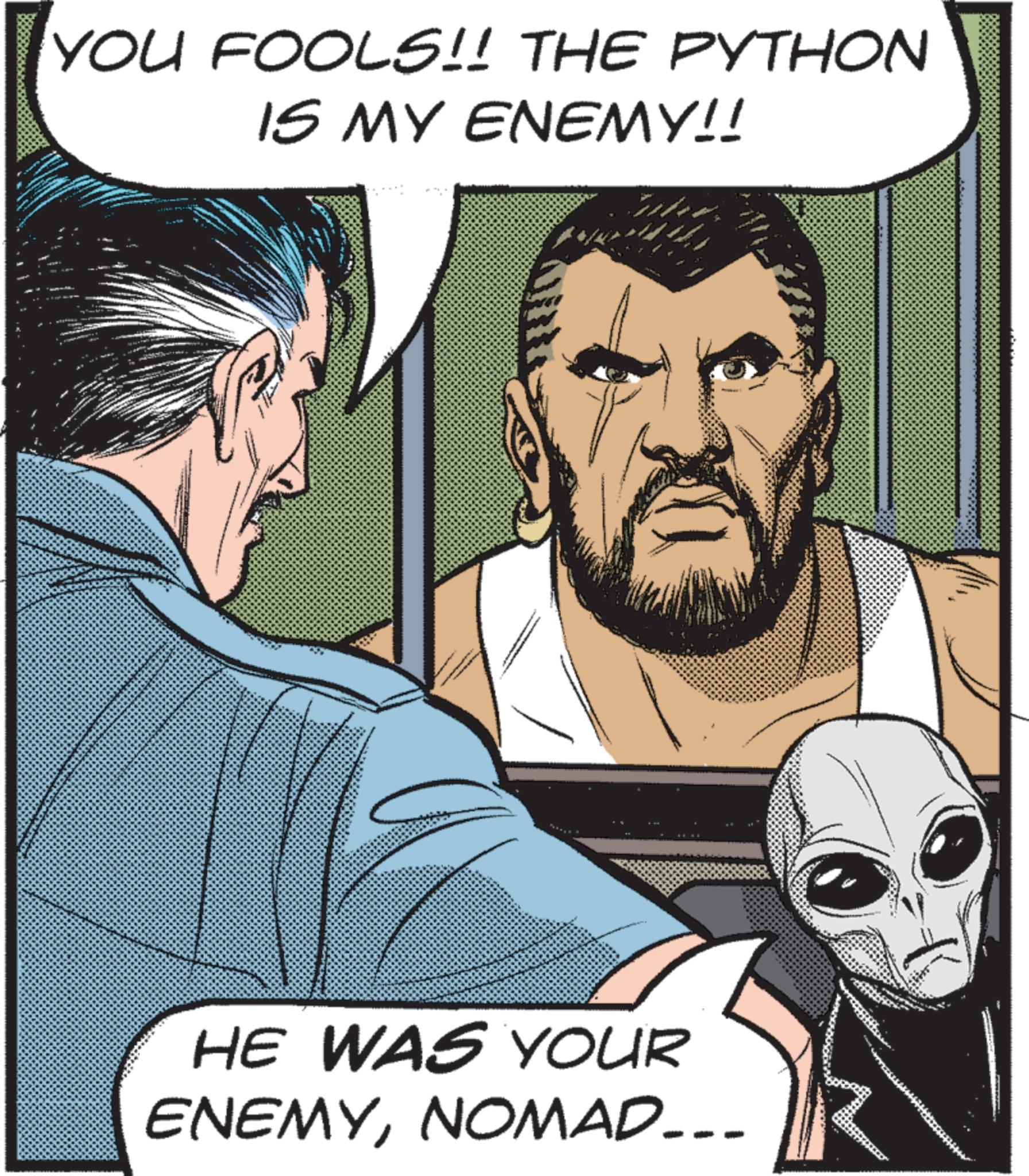 Animation OCR: YOU FOOLS!! THE PYTHON IS MY ENEMY!! HE WAS YOUR ENEMYNOMAD... YOU FOOLS !! THE PYTHON IS MY ENEMY !! HE WAS YOUR ENEMYNOMAD ...