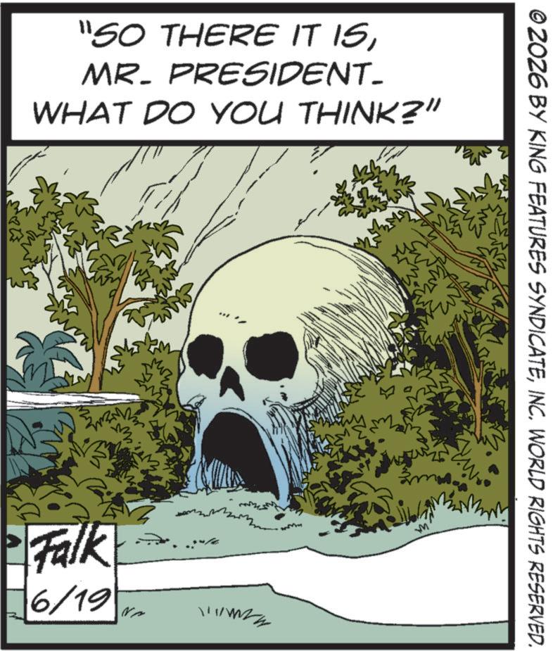 Skull OCR: © 2026 BY KING FEATURES SYNDICATEINC. WORLD RIGHTS RESERVED. "SO THERE IT ISMR. PRESIDENT- WHAT DO YOU THINK?" Now Wx Falk 6/19 !!!! N © 2026 BY KING FEATURES SYNDICATEINC . WORLD RIGHTS RESERVED . " SO THERE IT ISMR . PRESIDENT- WHAT DO YOU THINK ? " Now Wx Falk 6/19 !!!! N