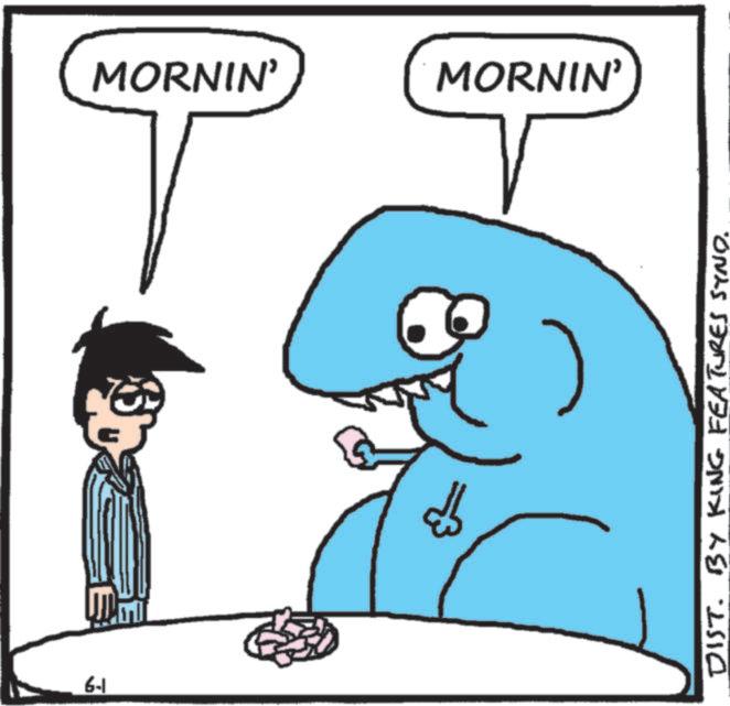 Pleased OCR: 1-9 MORNIN' ? MORNIN' DIST. BY KING FEATURES SYND. 1-9 MORNIN ' ? MORNIN ' DIST . BY KING FEATURES SYND .