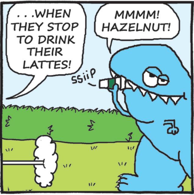 Animation OCR: MMMM! HAZELNUT! .WHEN THEY STOP TO DRINK THEIR LATTES! sSiip ?? ? ?? a 11/ MMMM ! HAZELNUT ! .WHEN THEY STOP TO DRINK THEIR LATTES ! sSiip ?? ? ?? a 11 /