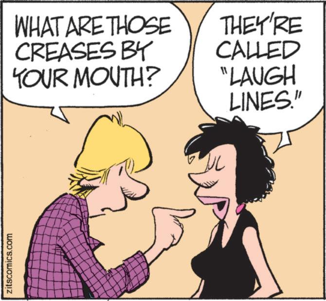 Animated cartoon OCR: zitscomics.com WHAT ARE THOSE CREASES BY YOUR MOUTH? THEY'RE CALLED "LAUGH LINES." zitscomics.com WHAT ARE THOSE CREASES BY YOUR MOUTH ? THEY'RE CALLED " LAUGH LINES . "