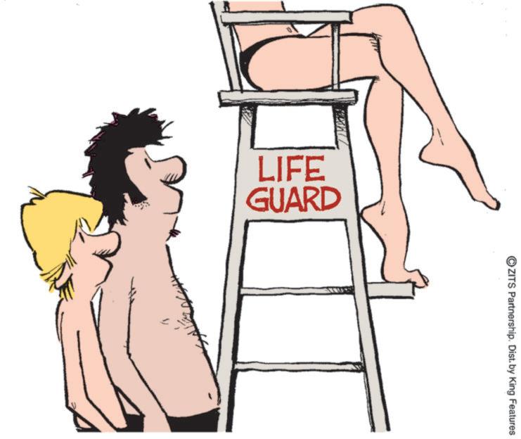 Animation OCR: . ZITS Partnership. Dist. by King Features. LIFE GUARD . ZITS Partnership . Dist . by King Features . LIFE GUARD