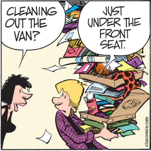 Animated cartoon OCR: CLEANING OUT THE VAN? JUST UNDER THE FRONT SEAT. zitscomics.com CLEANING OUT THE VAN ? JUST UNDER THE FRONT SEAT . zitscomics.com