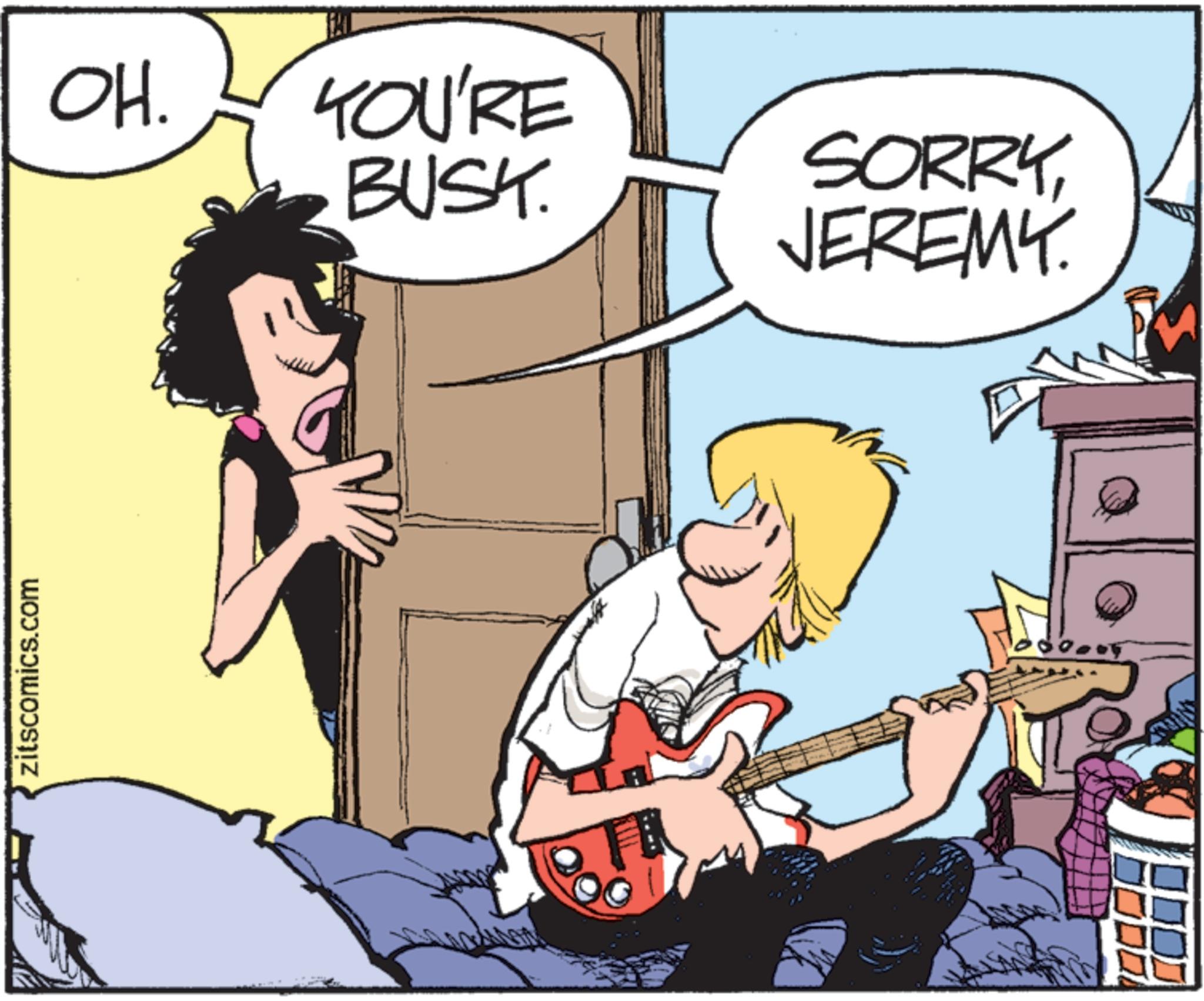 Pop music OCR: zitscomics.com OH. YOU'RE BUSK. SORRYJEREMY. ? zitscomics.com OH . YOU'RE BUSK . SORRYJEREMY . ?