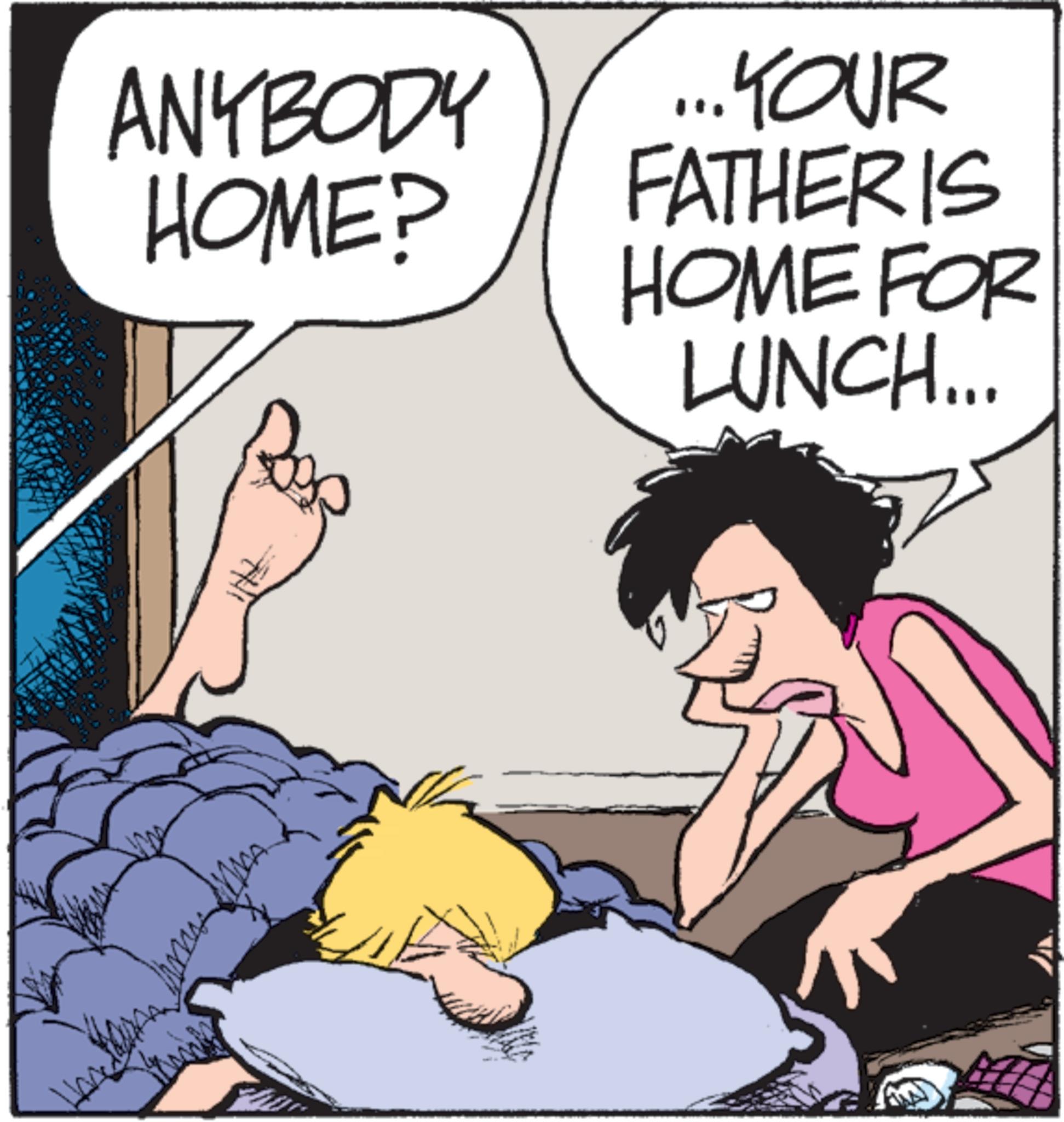 Comics OCR: ANYBODY HOME? ... YOUR FATHERIS HOME FOR LUNCH... ANYBODY HOME ? ... YOUR FATHERIS HOME FOR LUNCH ...