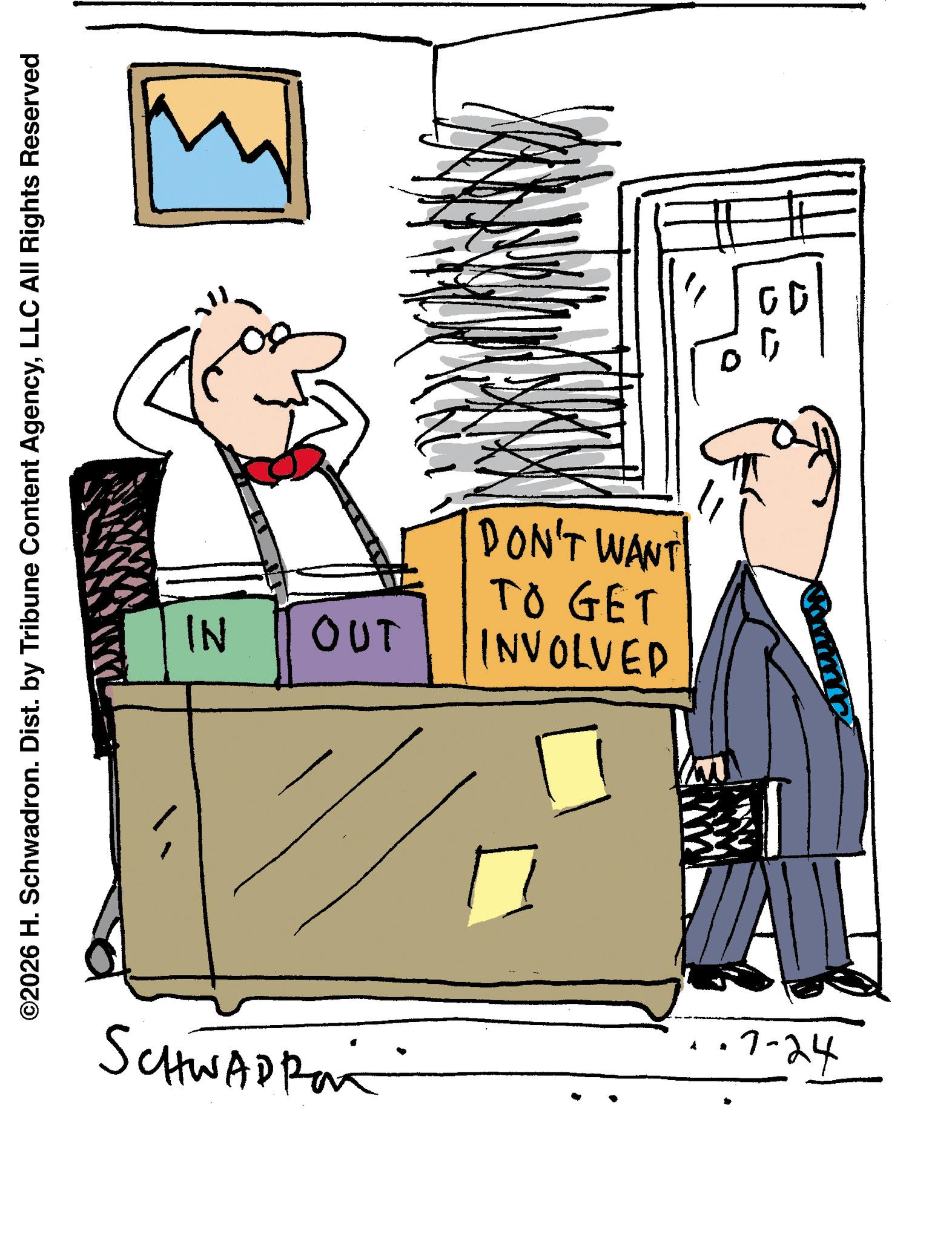 Fiction OCR: ©2026 H. Schwadron. Dist. by Tribune Content AgencyLLC All Rights Reserved IN OUT INVOLVED TO GET DON'T WANT SCHWADRan ·7-24 © 2026 H. Schwadron . Dist . by Tribune Content AgencyLLC All Rights Reserved IN OUT INVOLVED TO GET DON'T WANT SCHWADRan · 7-24