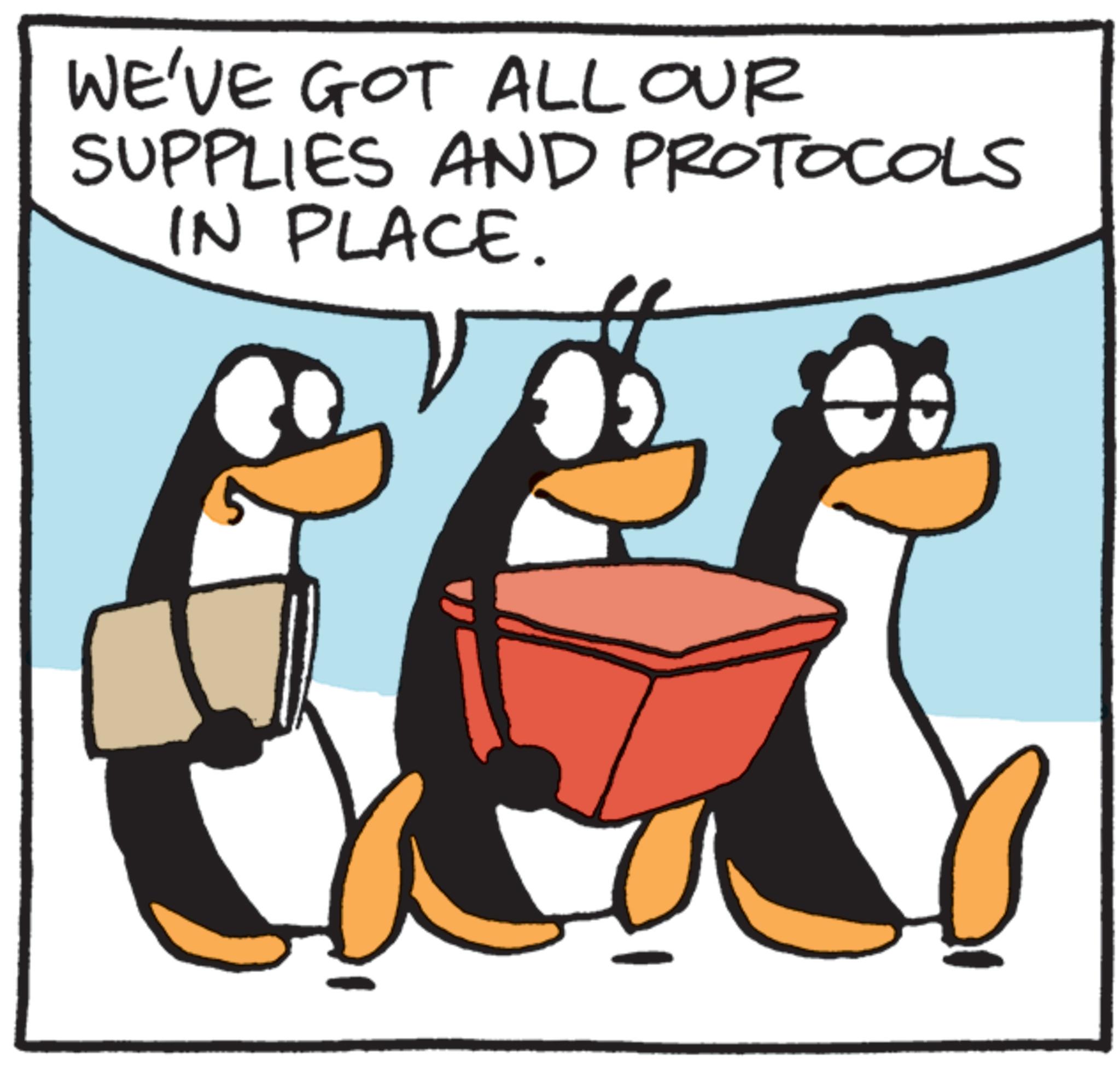 Animated cartoon OCR: WE'VE GOT ALL OUR SUPPLIES AND PROTOCOLS IN PLACE. WE'VE GOT ALL OUR SUPPLIES AND PROTOCOLS IN PLACE .