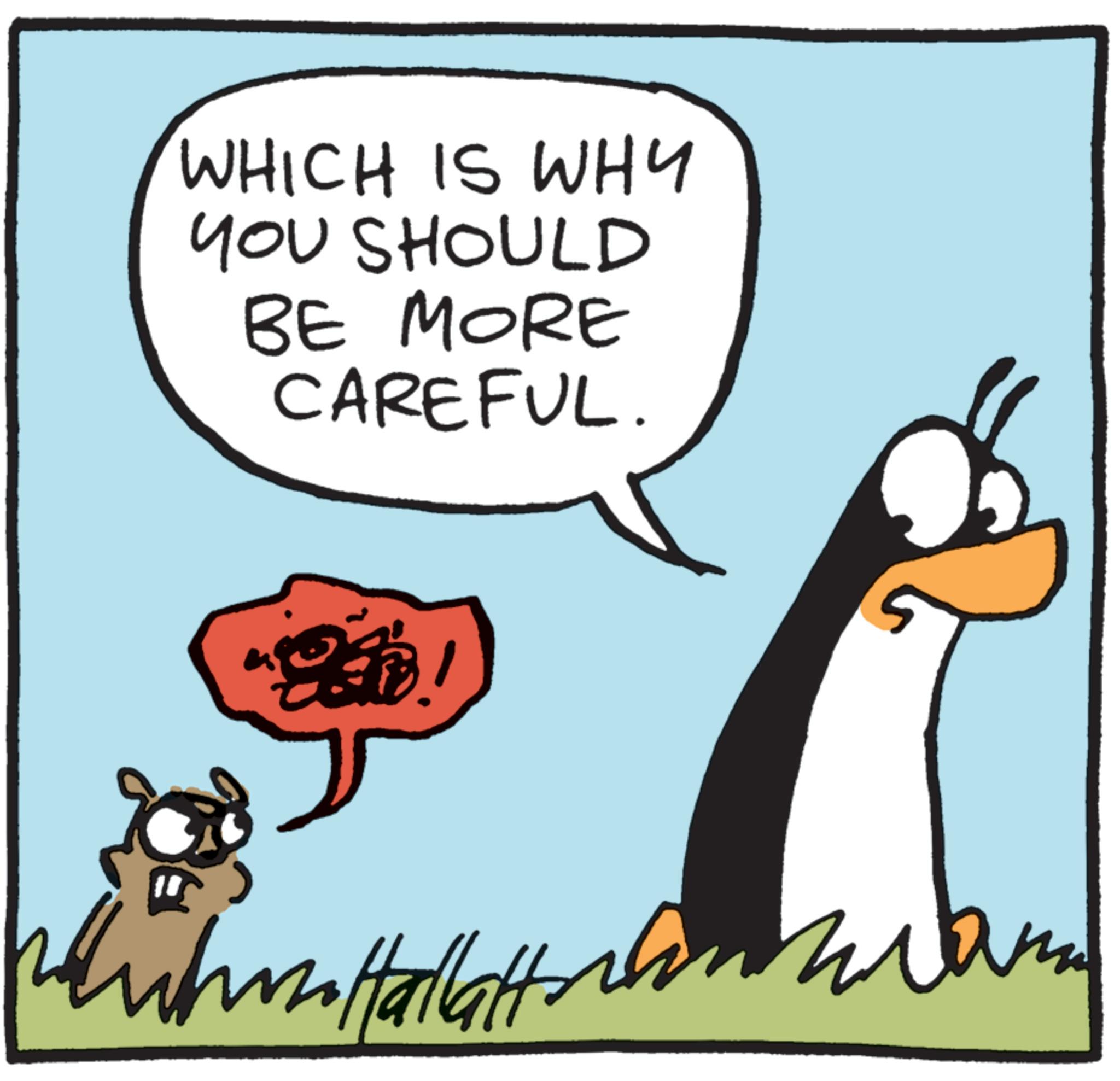 Bird OCR: WHICH IS WHY YOU SHOULD BE MORE CAREFUL. ! Hallan WHICH IS WHY YOU SHOULD BE MORE CAREFUL . ! Hallan