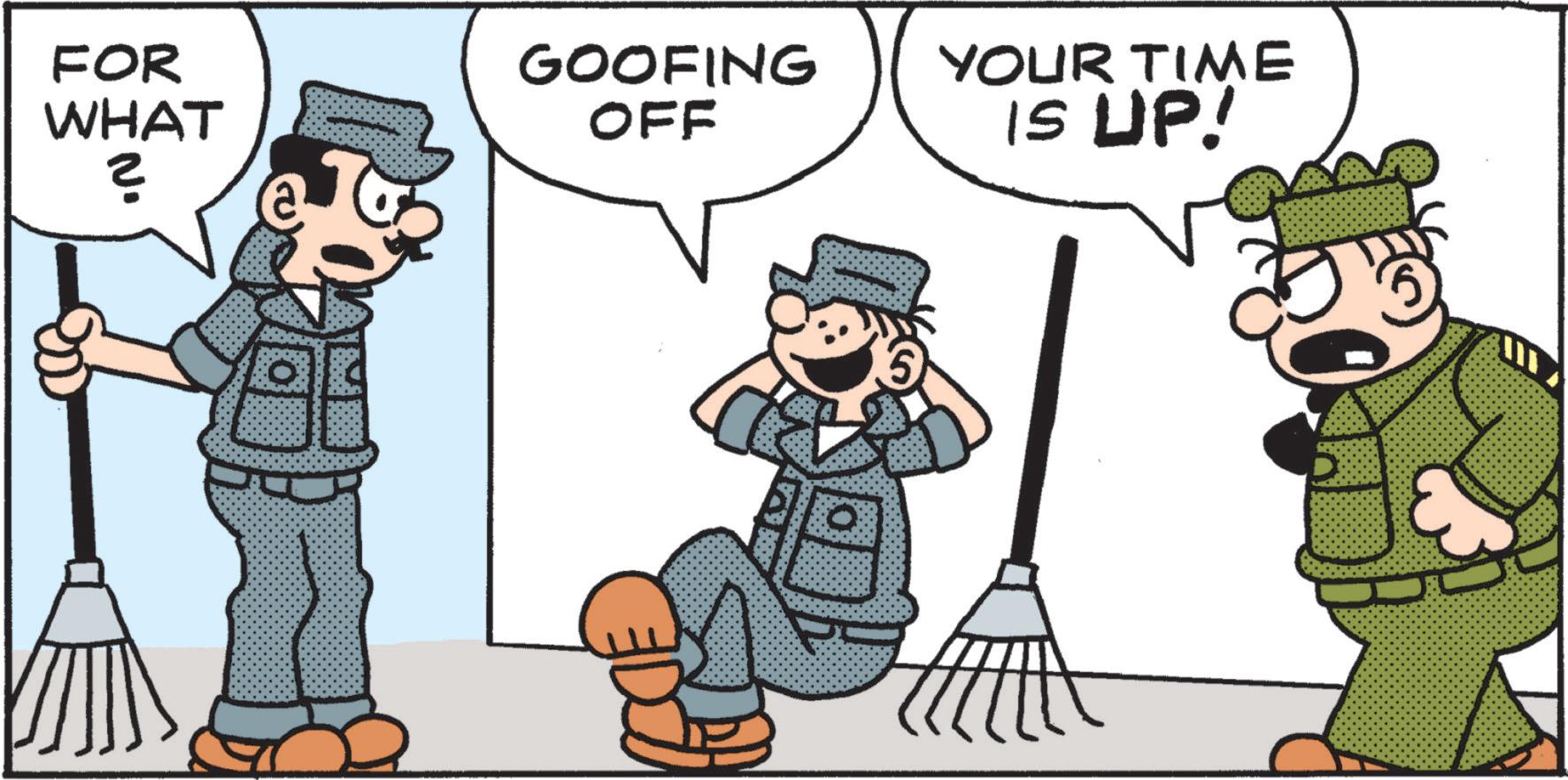 Blue-collar worker OCR: FOR WHAT ? N. GOOFING OFF YOUR TIME IS UP! FOR WHAT ? N. GOOFING OFF YOUR TIME IS UP !