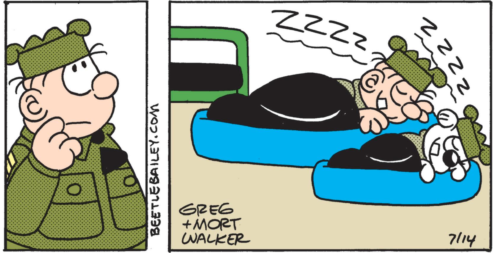Pleased OCR: O BEETLEBAILEY.COM GREG + MORT WALKER ZZZZ 7/14 zzzz O BEETLEBAILEY.COM GREG + MORT WALKER ZZZZ 7/14 zzzz