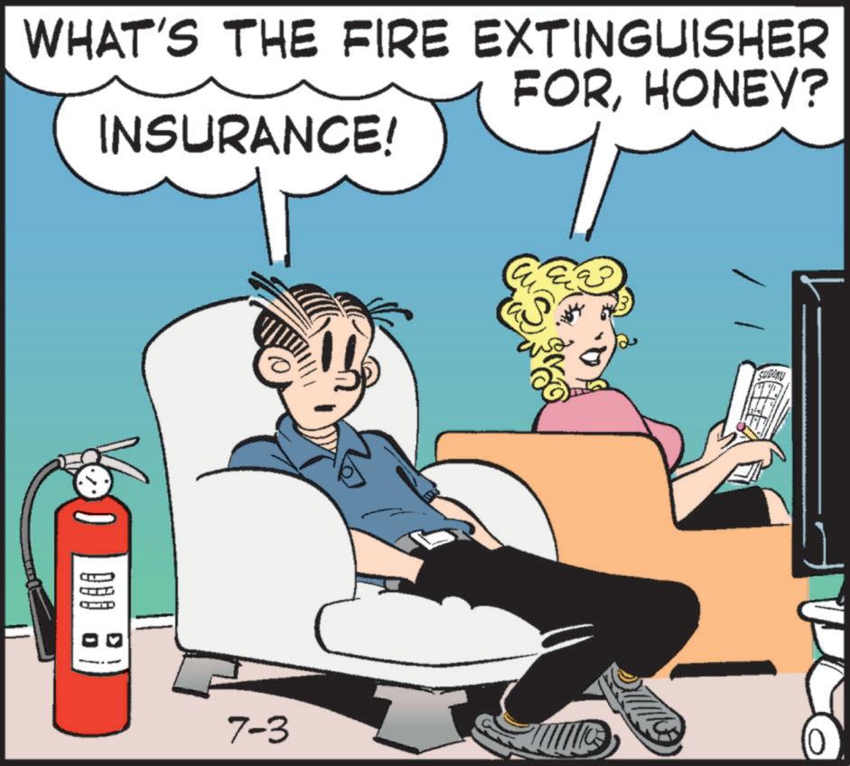 Comics OCR: ? WHAT'S THE FIRE EXTINGUISHER INSURANCE! 7-3 FORHONEY? SUDOKU ? WHAT'S THE FIRE EXTINGUISHER INSURANCE ! 7-3 FORHONEY ? SUDOKU