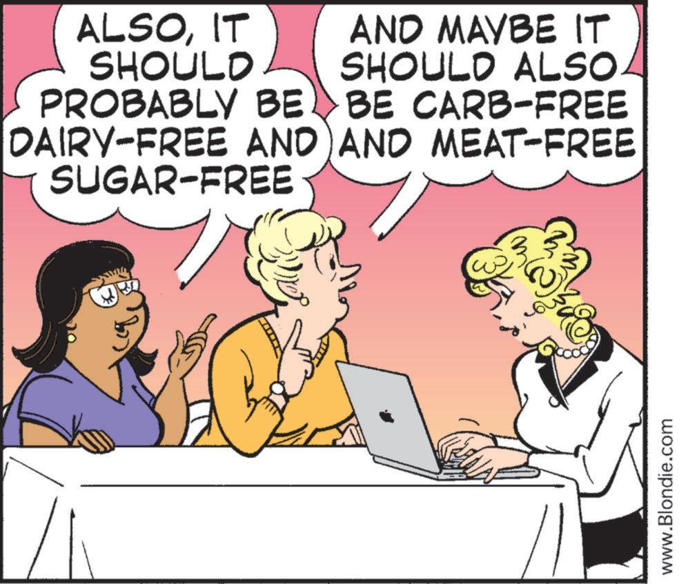 Pleased OCR: ALSOIT SHOULD AND MAYBE IT SHOULD ALSO PROBABLY BE BE CARB-FREE DAIRY-FREE AND AND MEAT-FREE SUGAR-FREE www.Blondie.com ALSOIT SHOULD AND MAYBE IT SHOULD ALSO PROBABLY BE BE CARB - FREE DAIRY - FREE AND AND MEAT - FREE SUGAR - FREE www.Blondie.com