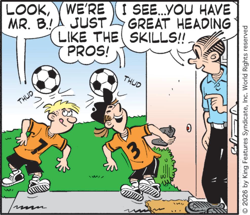 Soccer player OCR: W M ?? LOOKWE'RE I SEE...YOU HAVE MR. B.! A JUST GREAT HEADING LIKE THE SKILLS!! PROS! THUD THUD ??? 0 O 2026 by King Features SyndicateInc. World Rights reserved W M ?? LOOKWE'RE I SEE ... YOU HAVE MR . B. ! A JUST GREAT HEADING LIKE THE SKILLS !! PROS ! THUD THUD ??? 0 O 2026 by King Features SyndicateInc. World Rights reserved