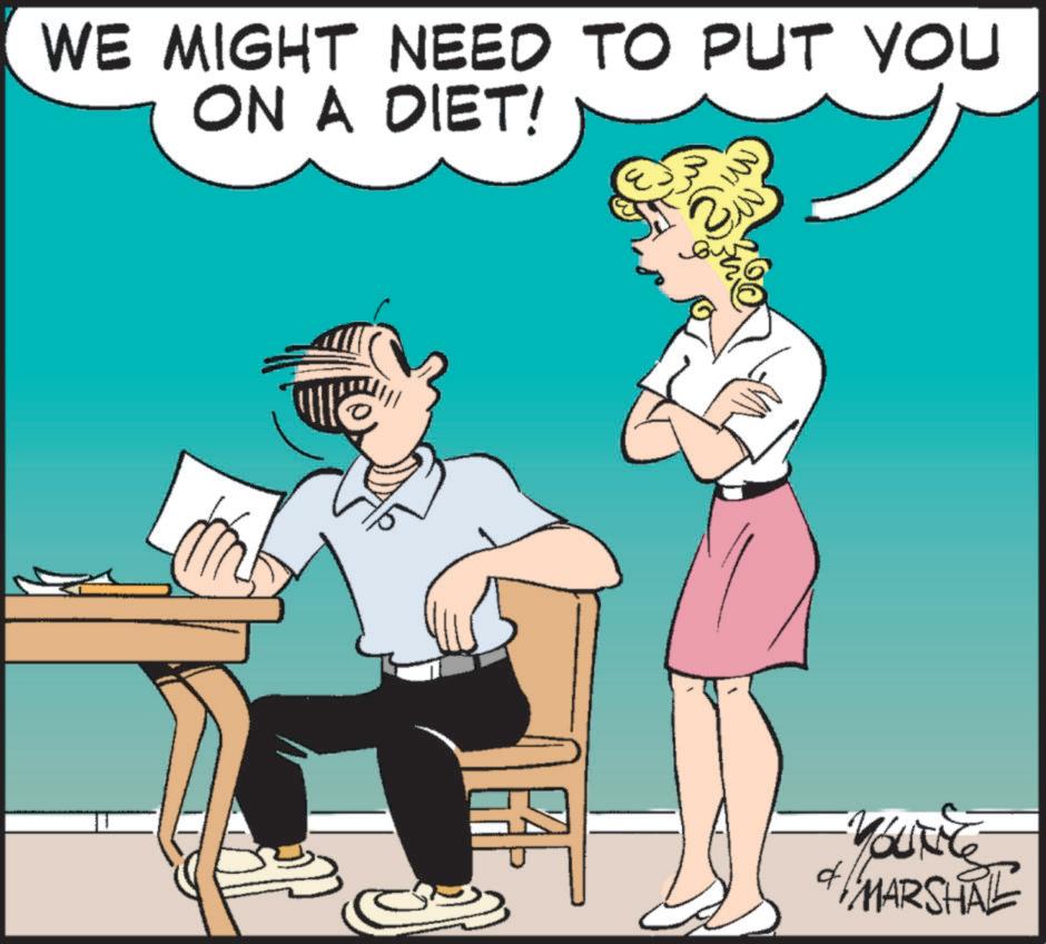 Animated cartoon OCR: WE MIGHT NEED TO PUT YOU ON A DIET! ? TO PUT YOU 2 YOUNG & MARSHAL d WE MIGHT NEED TO PUT YOU ON A DIET ! ? TO PUT YOU 2 YOUNG & MARSHAL d