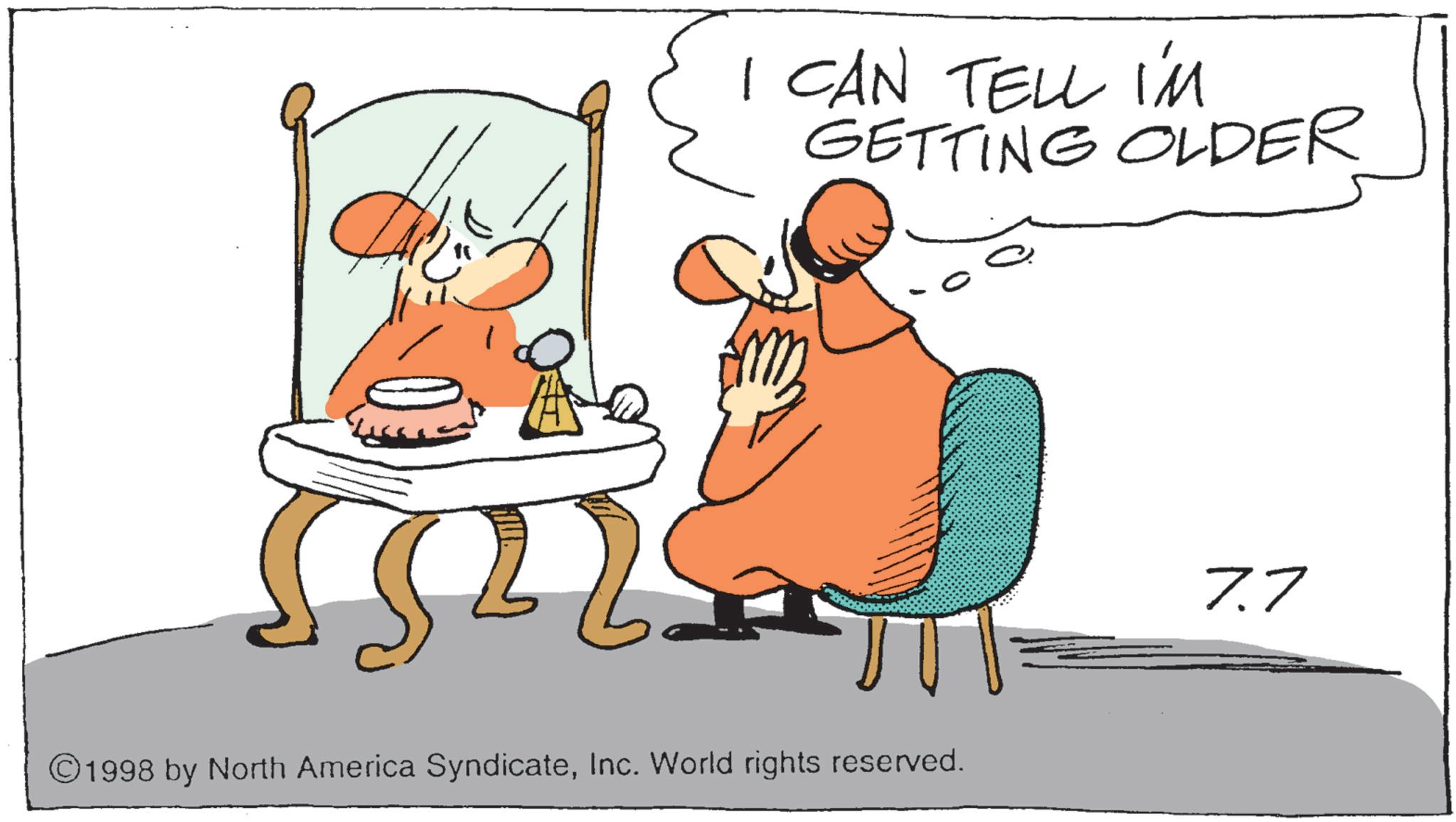 Animation OCR: I CAN TELL I'M GETTING OLDER ©1998 by North America SyndicateInc. World rights reserved. 7.7 I CAN TELL I'M GETTING OLDER © 1998 by North America SyndicateInc. World rights reserved . 7.7
