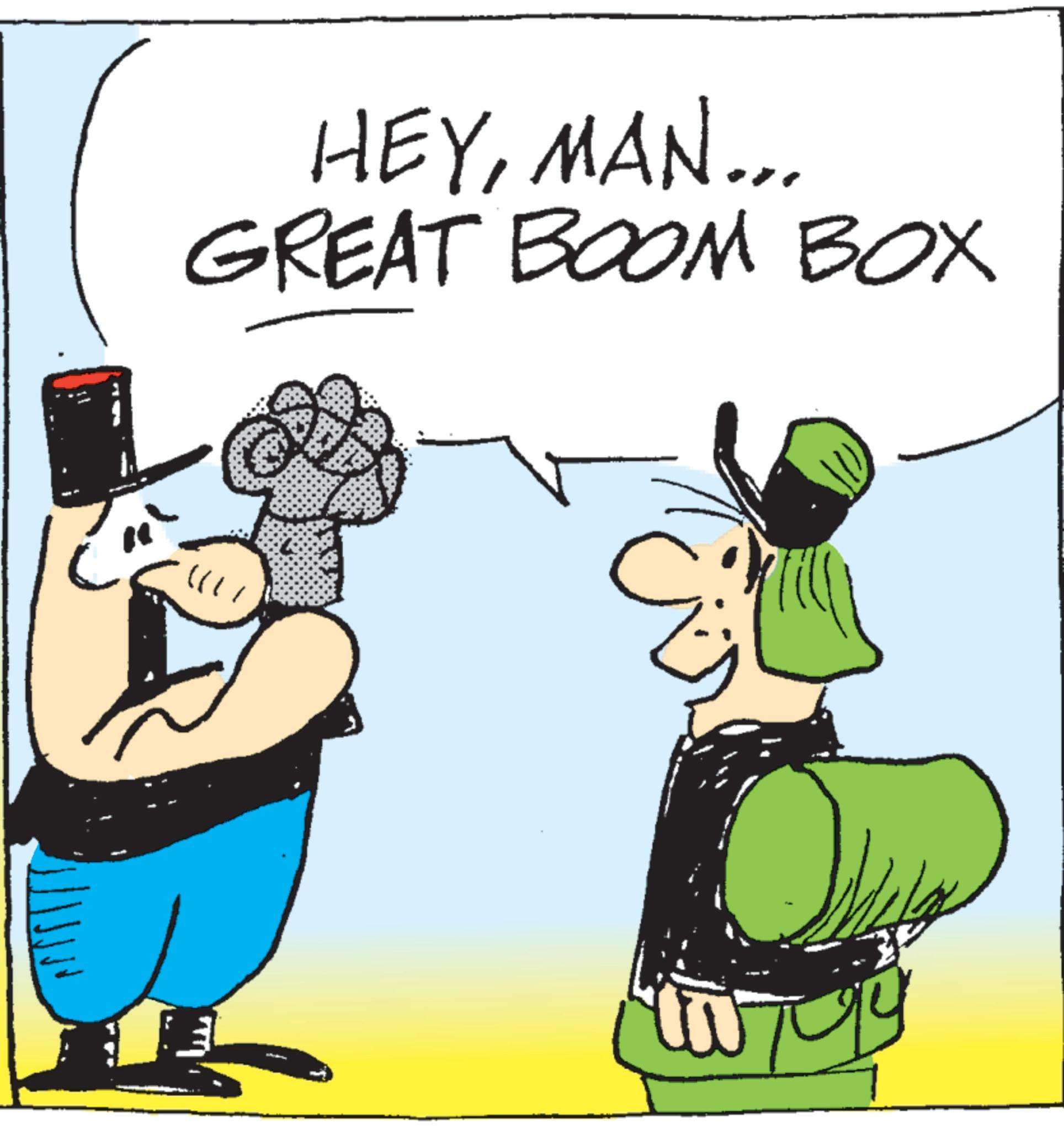 Photo caption OCR: HEYMAN... GREAT BOOM BOX HEYMAN ... GREAT BOOM BOX