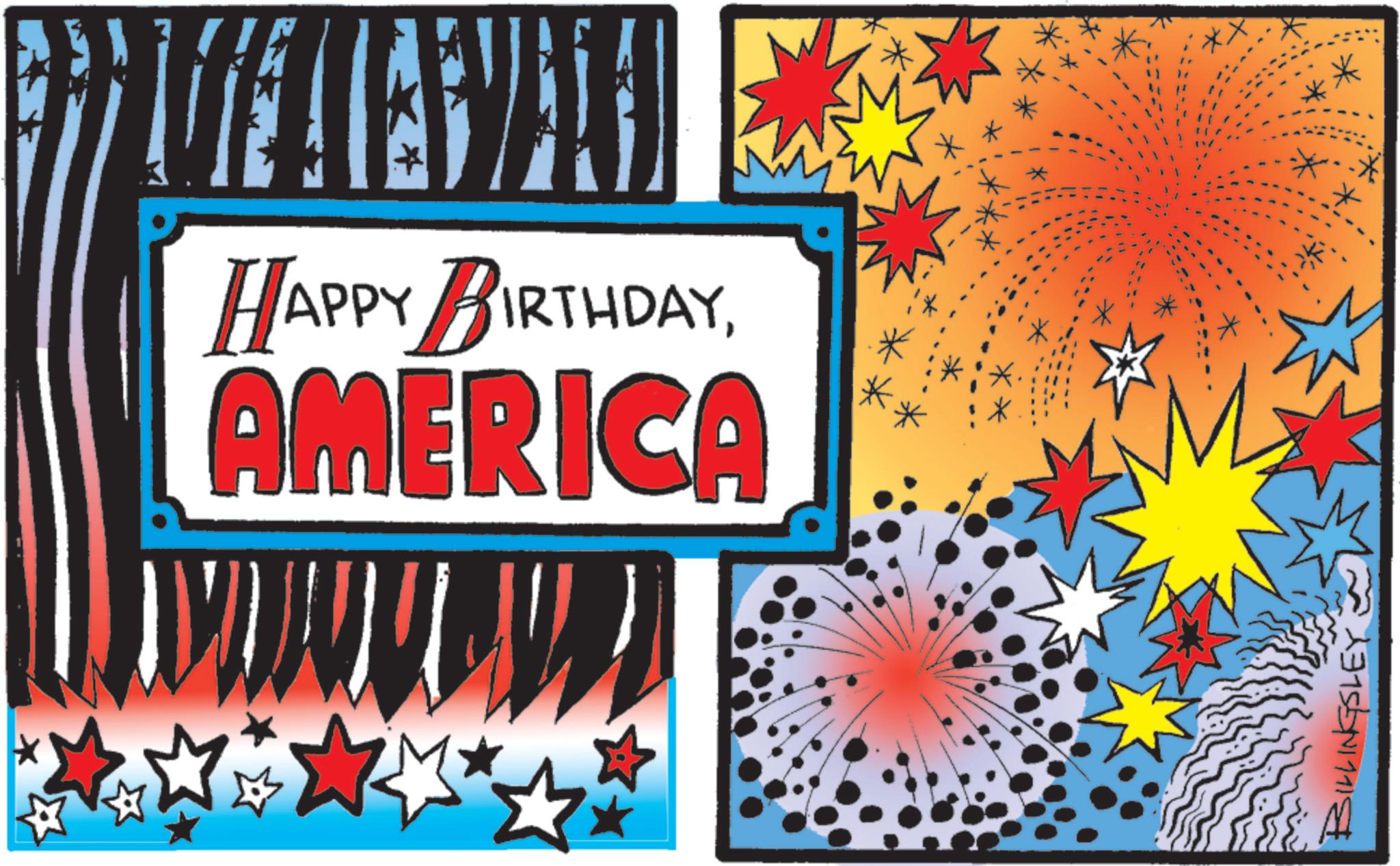 Fictional character OCR: HAPPY BIRTHDAYAMERICA w w w BILLINGSLEY ~ HAPPY BIRTHDAYAMERICA w w w BILLINGSLEY ~
