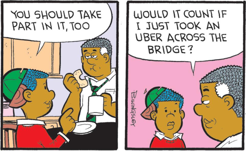 Pleased OCR: YOU SHOULD TAKE PART IN ITTOO WOULD IT COUNT IF I JUST TOOK AN UBER ACROSS THE BRIDGE? BILLINGSLEY 00000000 YOU SHOULD TAKE PART IN ITTOO WOULD IT COUNT IF I JUST TOOK AN UBER ACROSS THE BRIDGE ? BILLINGSLEY 00000000