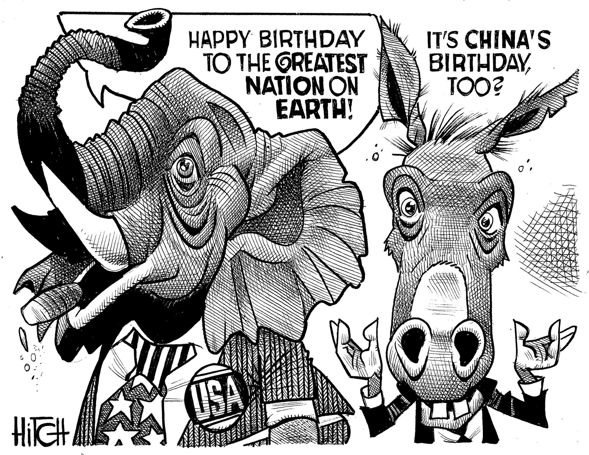 Pack animal OCR: SUNG NE SINE IN HAPPY BIRTHDAY TO THE GREATEST NATION ON EARTH! IT'S CHINA'S BIRTHDAYTOO? HITCH USA SUNG NE SINE IN HAPPY BIRTHDAY TO THE GREATEST NATION ON EARTH ! IT'S CHINA'S BIRTHDAYTOO ? HITCH USA