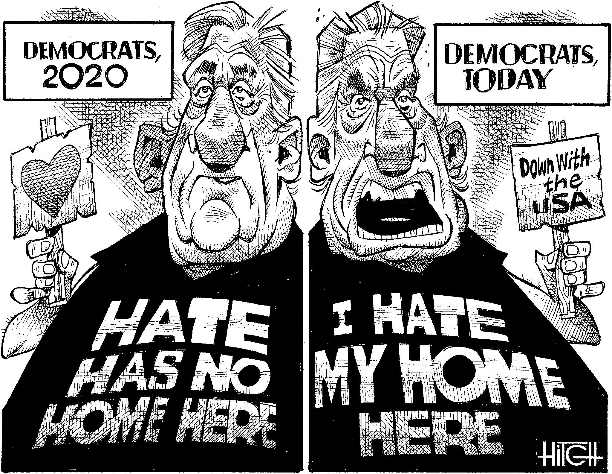 News OCR: DEMOCRATS2020 DEMOCRATSTODAY Down With the USA HATE I HATE HOME HERE HAS NO MY HOME HERE HilGH DEMOCRATS2020 DEMOCRATSTODAY Down With the USA HATE I HATE HOME HERE HAS NO MY HOME HERE HilGH