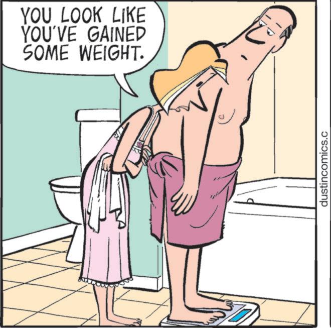 Fiction OCR: YOU LOOK LIKE YOU'VE GAINED SOME WEIGHT. dustincomics.c ?? YOU LOOK LIKE YOU'VE GAINED SOME WEIGHT . dustincomics.c ??