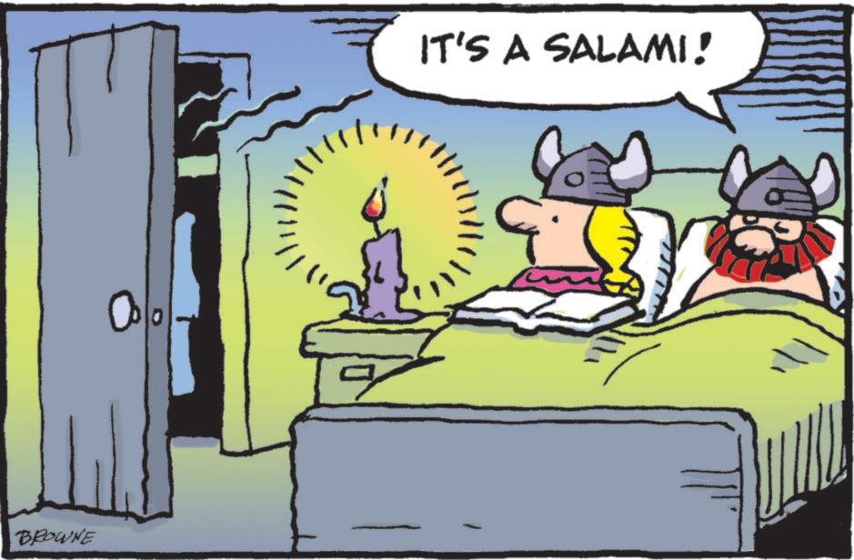 Graphics OCR: BROWNE IT'S A SALAMI! BROWNE IT'S A SALAMI !
