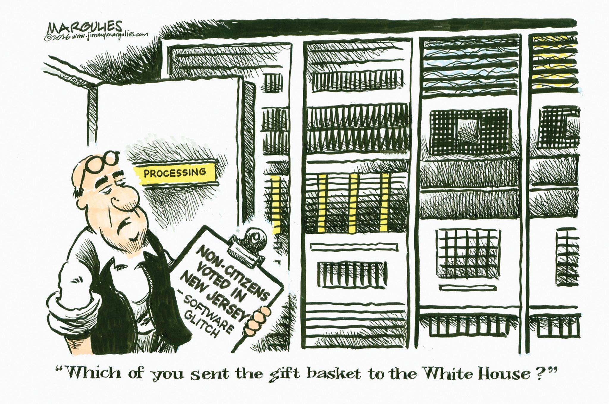 Handwriting OCR: MARGULIES ©2026 www.jimmymargulies.com PROCESSING NON-CITIZENS VOTED IN NEW JERSEY - SOFTWARE GLITCH "Which of you sent the gift basket to the White House?” MARGULIES © 2026 www.jimmymargulies.com PROCESSING NON - CITIZENS VOTED IN NEW JERSEY - SOFTWARE GLITCH " Which of you sent the gift basket to the White House ? ”