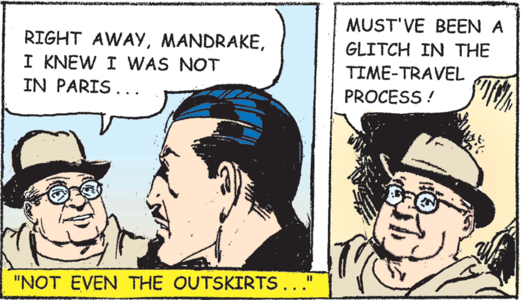 Animated cartoon OCR: RIGHT AWAYI KNEW I WAS NOT IN PARIS... MUST'VE BEEN A GLITCH IN THE TIME-TRAVEL PROCESS ! "NOT EVEN THE OUTSKIRTS .. RIGHT AWAYI KNEW I WAS NOT IN PARIS ... MUST'VE BEEN A GLITCH IN THE TIME - TRAVEL PROCESS ! " NOT EVEN THE OUTSKIRTS ..