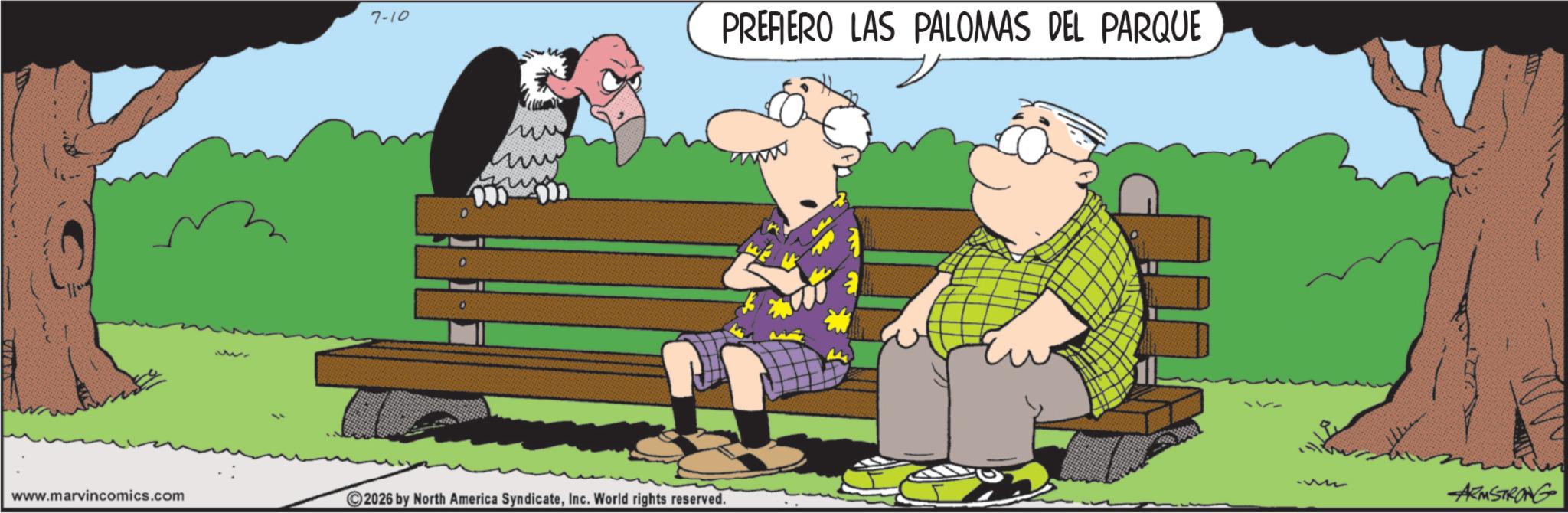 Graphics OCR: 352 7-10 PREFIERO LAS PALOMAS DEL PARQUE www www.marvincomics.com 2026 by North America SyndicateInc. World rights reserved. -ARMSTRONG 352 7-10 PREFIERO LAS PALOMAS DEL PARQUE www www.marvincomics.com 2026 by North America SyndicateInc. World rights reserved . -ARMSTRONG