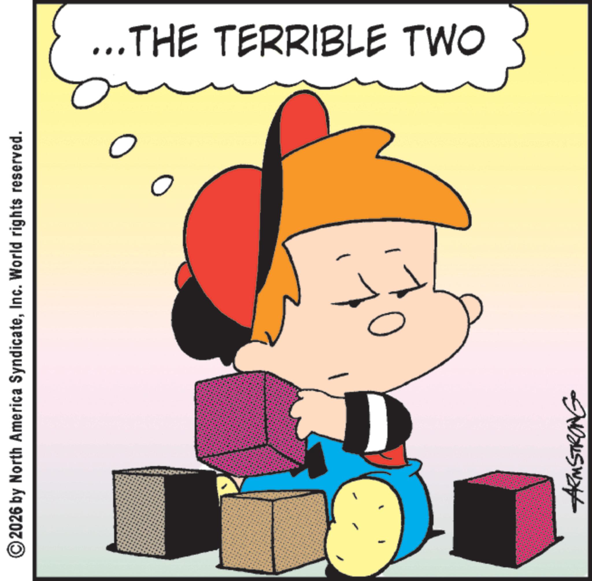 Clip art OCR: ©2026 by North America SyndicateInc. World rights reserved. ...THE TERRIBLE TWO ?? 70 ARMSTRONG © 2026 by North America SyndicateInc. World rights reserved . ... THE TERRIBLE TWO ?? 70 ARMSTRONG