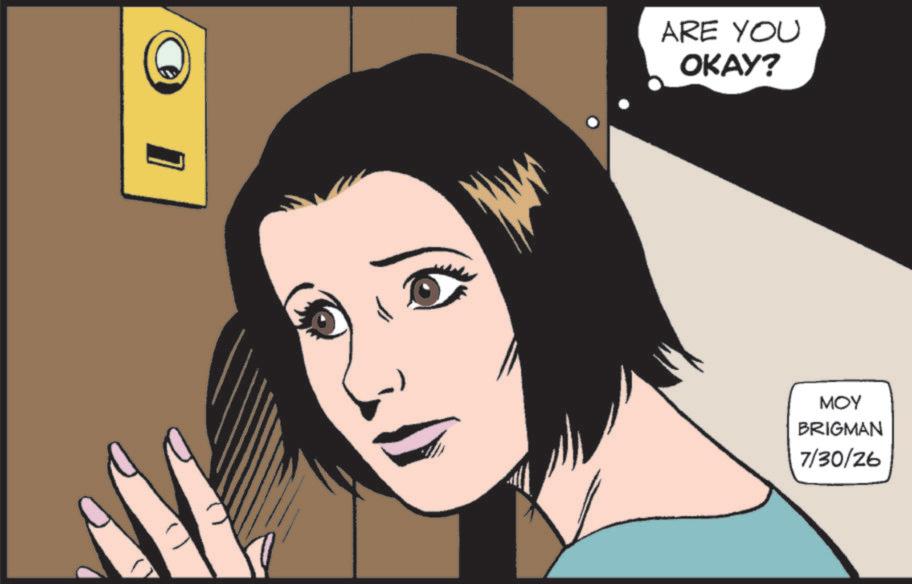 Graphic design OCR: 1 O ARE YOU OKAY? MOY BRIGMAN 7/30/26 1 O ARE YOU OKAY ? MOY BRIGMAN 7/30/26