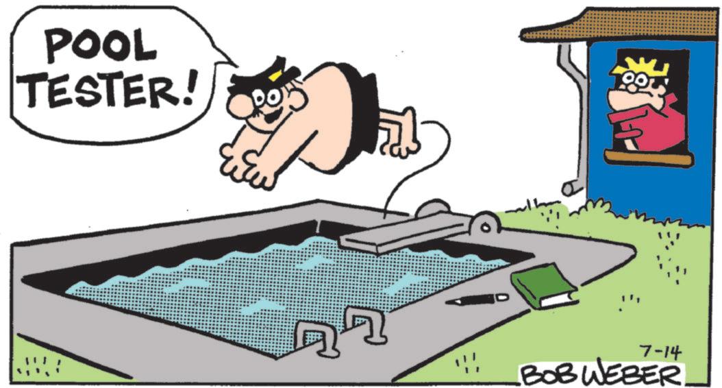 Clip art OCR: POOL TESTER! A 7-14 BOB WEBER POOL TESTER ! A 7-14 BOB WEBER