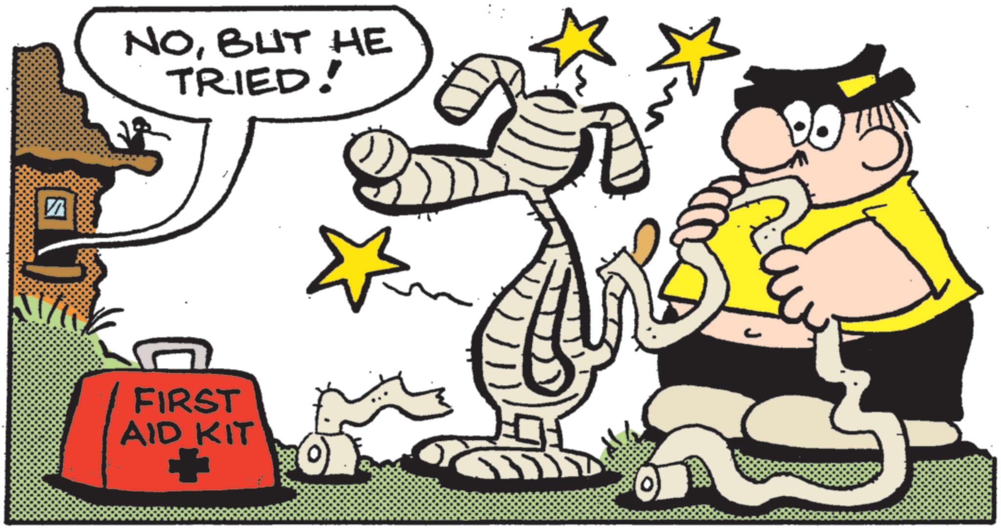 Humour OCR: NOBUT HE TRIED! FIRST AID KIT NOBUT HE TRIED ! FIRST AID KIT