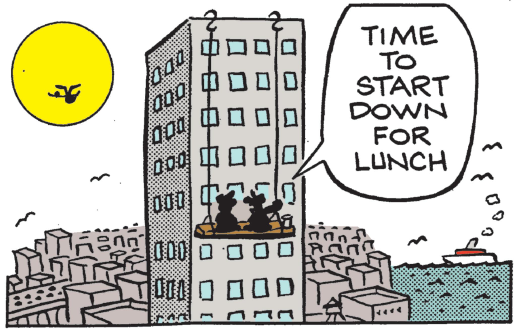 Animated cartoon OCR: 100 ? ? ? ? ? TIME TO START DOWN FOR LUNCH 3 100 ? ? ? ? ? TIME TO START DOWN FOR LUNCH 3