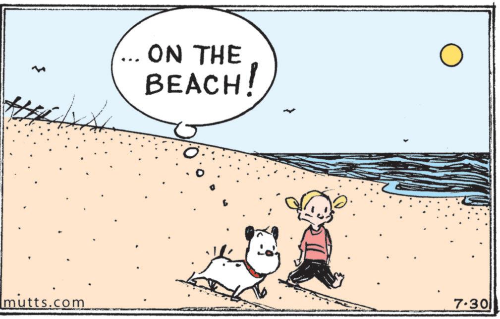 Animation OCR: M ON THE BEACH! mutts.com 7.30 M ON THE BEACH ! mutts.com 7.30