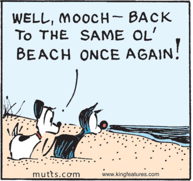 Holiday OCR: WELLMOOCH-BACK TO THE SAME OL' BEACH ONCE AGAIN! mutts.com www.kingfeatures.com WELLMOOCH - BACK TO THE SAME OL ' BEACH ONCE AGAIN ! mutts.com www.kingfeatures.com