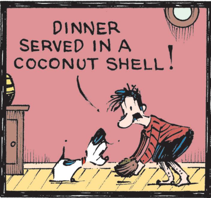 Fiction OCR: DINNER SERVED IN A COCONUT SHELL! DINNER SERVED IN A COCONUT SHELL !