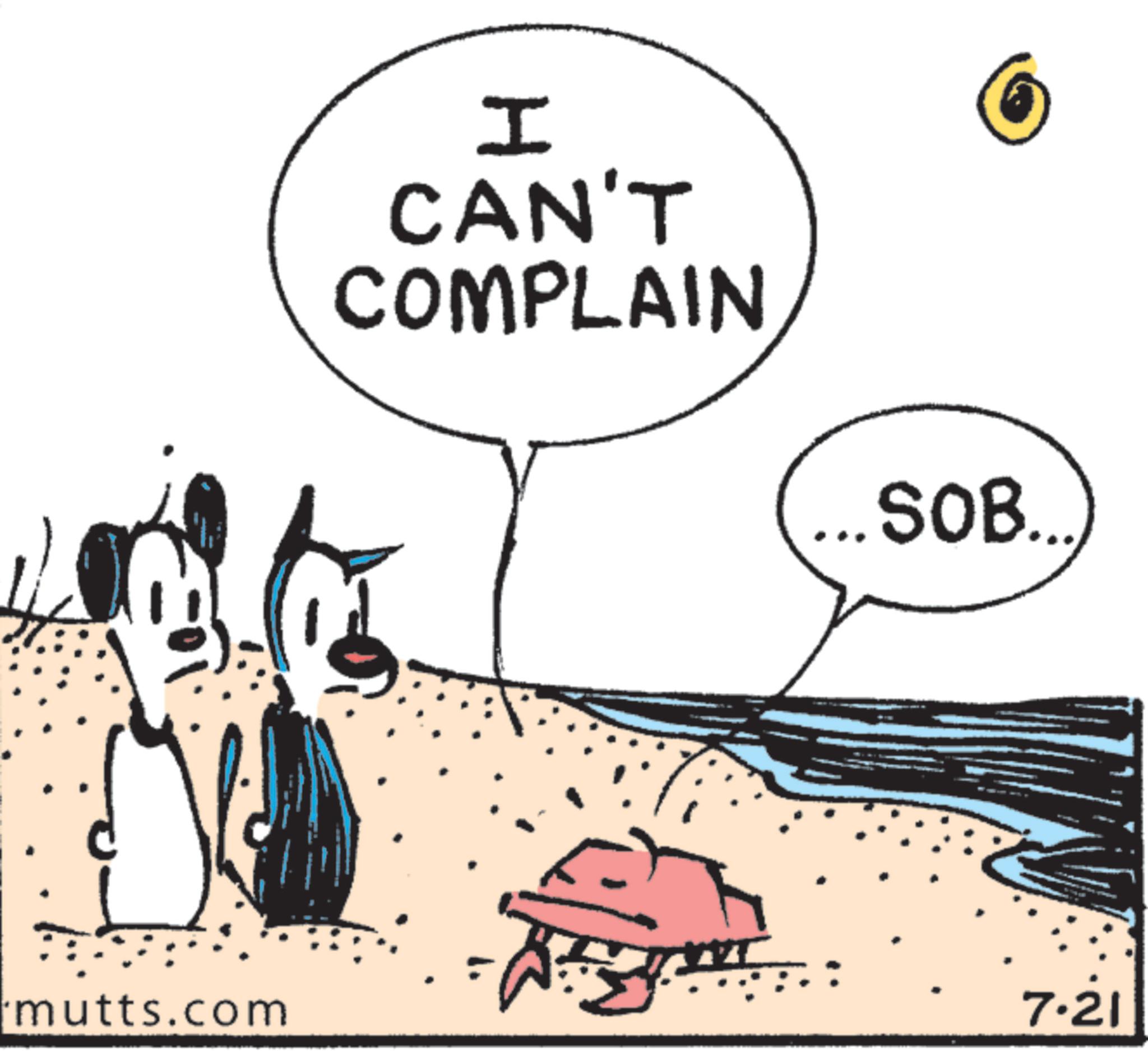 Fiction OCR: mutts.com I CAN'T COMPLAIN ... SOB.... 7.21 mutts.com I CAN'T COMPLAIN ... SOB .... 7.21