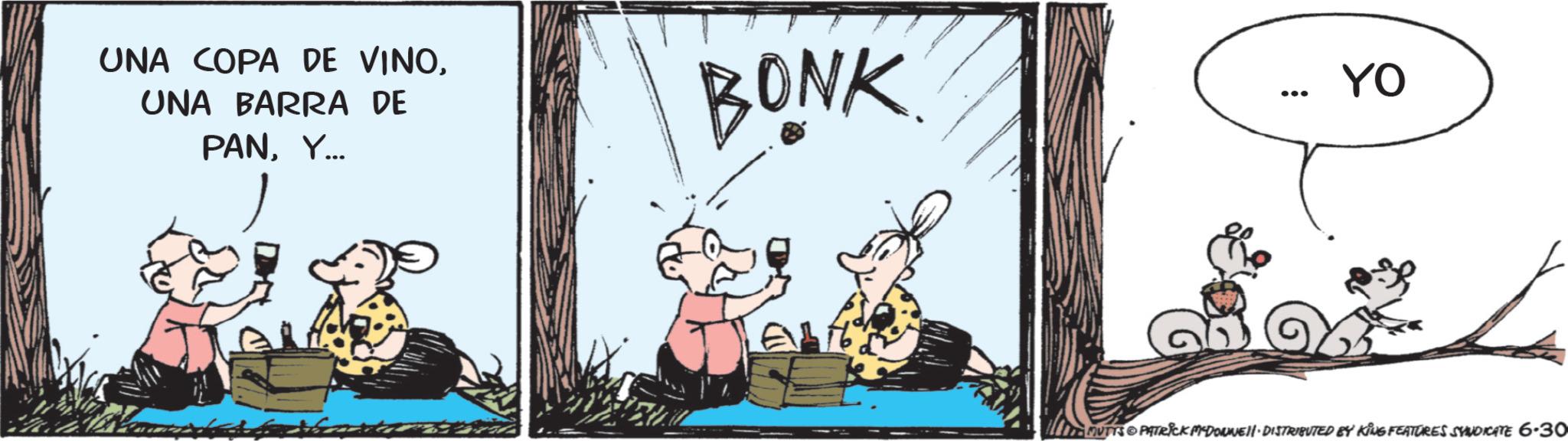 Publication OCR: UNA COPA DE VINOUNA BARRA DE PANY... BONK ... YO ITEMUTTS & PATRICK MYDONNELL DISTRIBUTED BY KING FEATURES SYNDICATE 6.30 UNA COPA DE VINOUNA BARRA DE PANY ... BONK ... YO ITEMUTTS & PATRICK MYDONNELL DISTRIBUTED BY KING FEATURES SYNDICATE 6.30