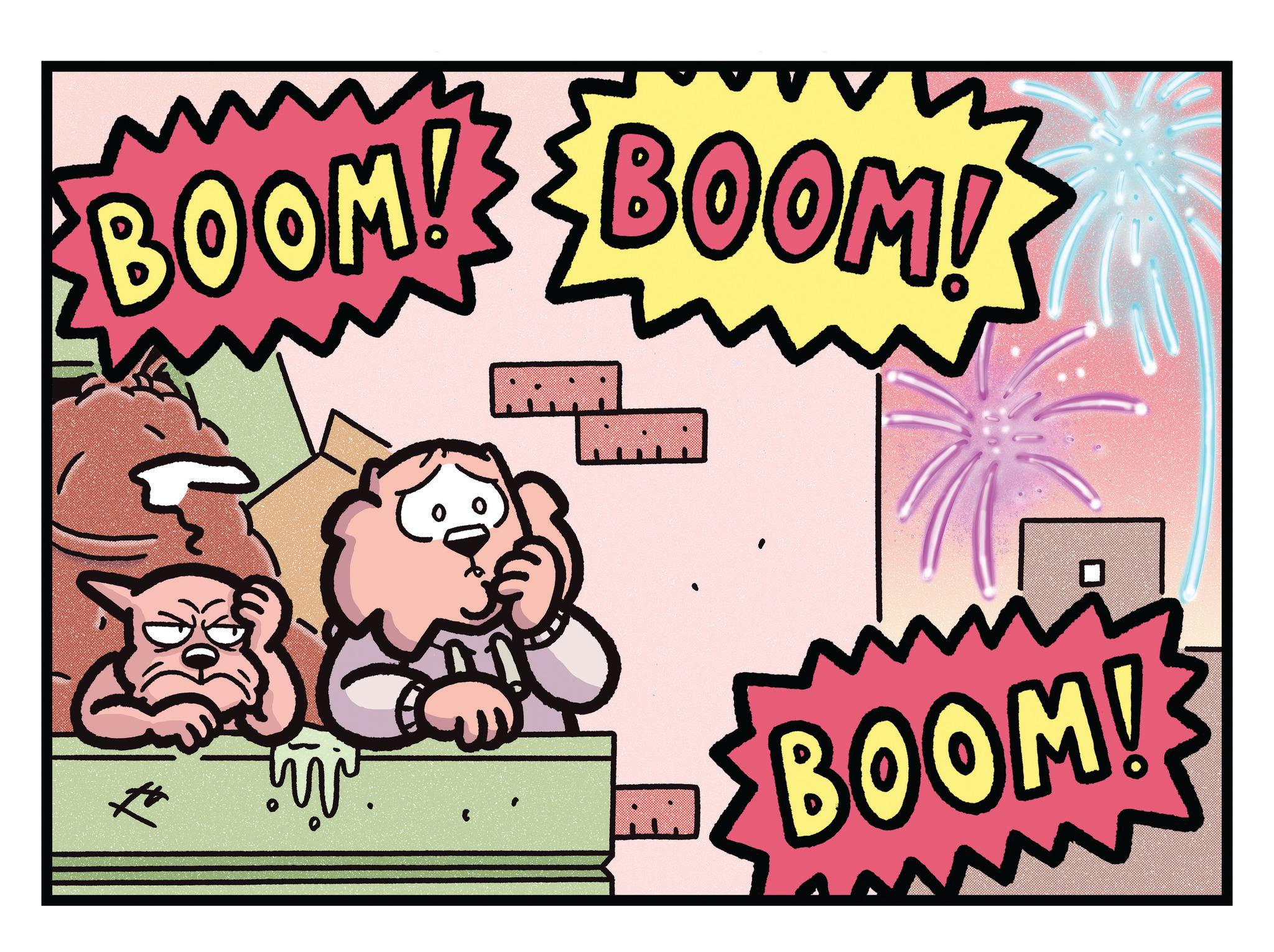 Pleased OCR: BOOM! BOOM! BOOM! BOOM ! BOOM ! BOOM !