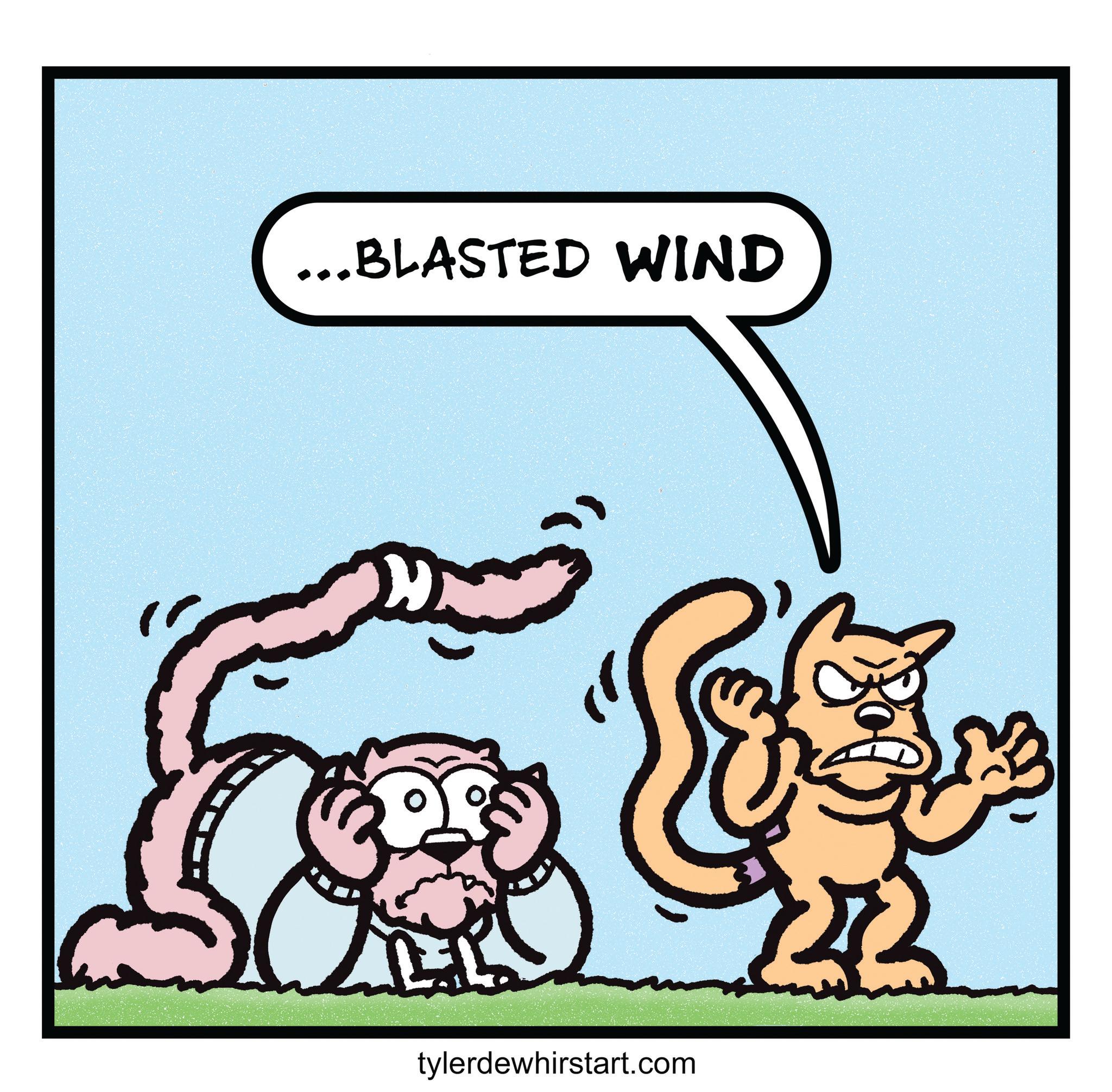 Line art OCR: ...BLASTED WIND tylerdewhirstart.com ... BLASTED WIND tylerdewhirstart.com