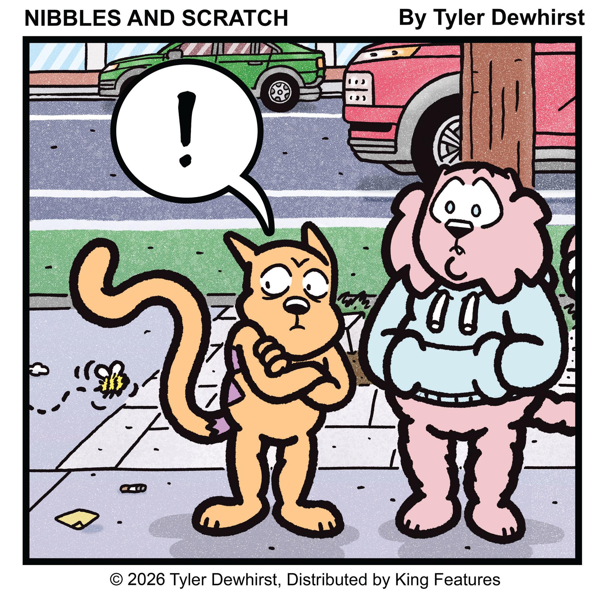 Felinae OCR: NIBBLES AND SCRATCH O 2026 Tyler DewhirstDistributed by King Features BE By Tyler Dewhirst NIBBLES AND SCRATCH O 2026 Tyler DewhirstDistributed by King Features BE By Tyler Dewhirst
