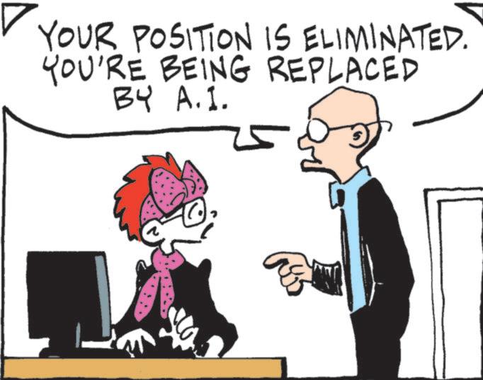 Fiction OCR: YOUR POSITION IS ELIMINATED. YOU'RE BEING REPLACED BY A.I. YOUR POSITION IS ELIMINATED . YOU'RE BEING REPLACED BY A.I.